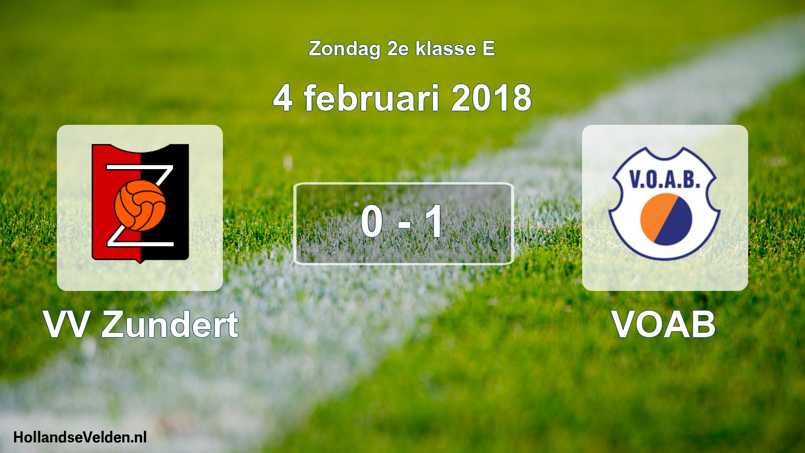 Total number of matches played: VV Zundert - VOAB 0 - 1 (4 February 2018)