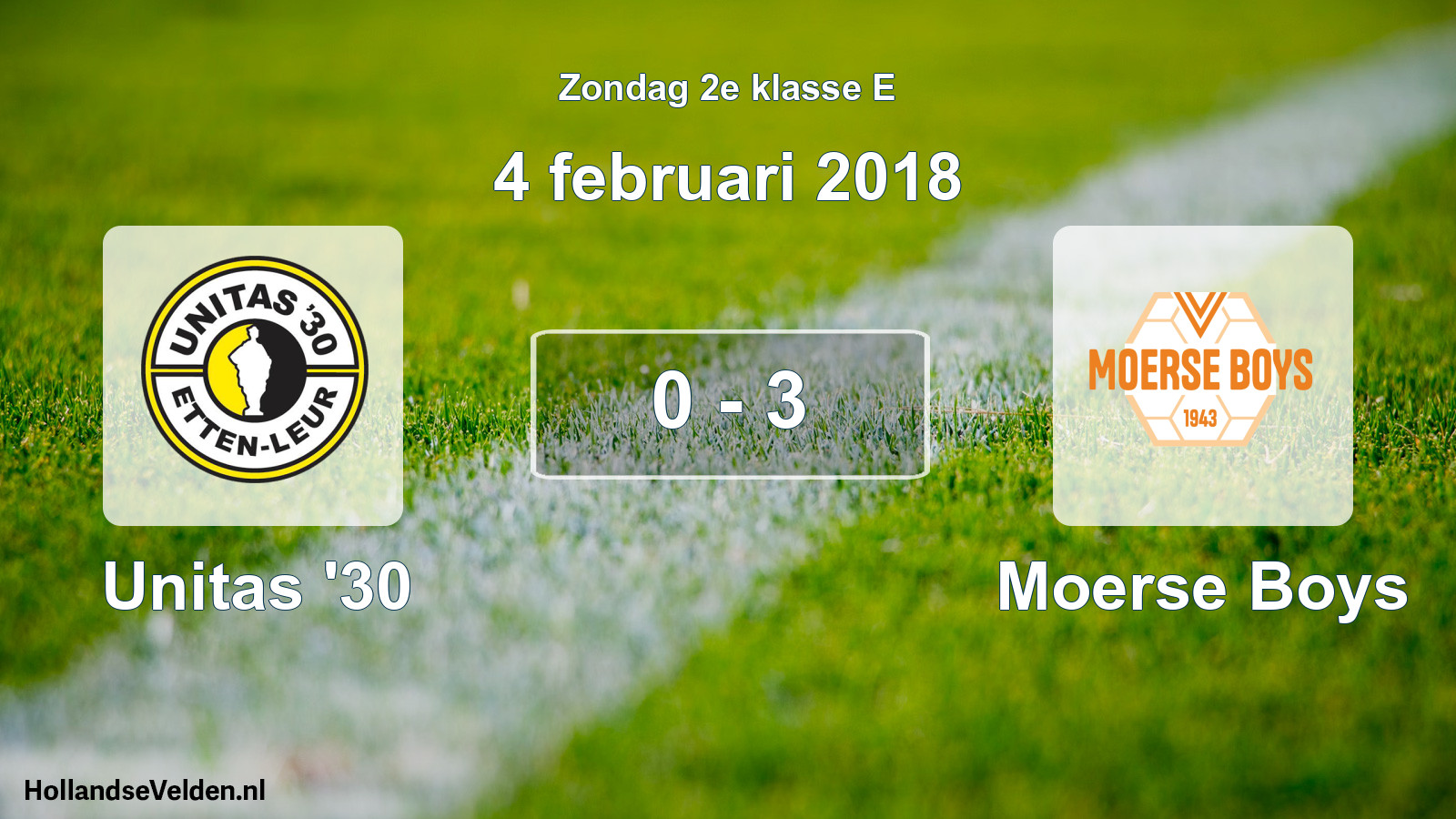 Total number of matches played: Unitas '30 - Moerse Boys 0 - 3 (4 February 2018)