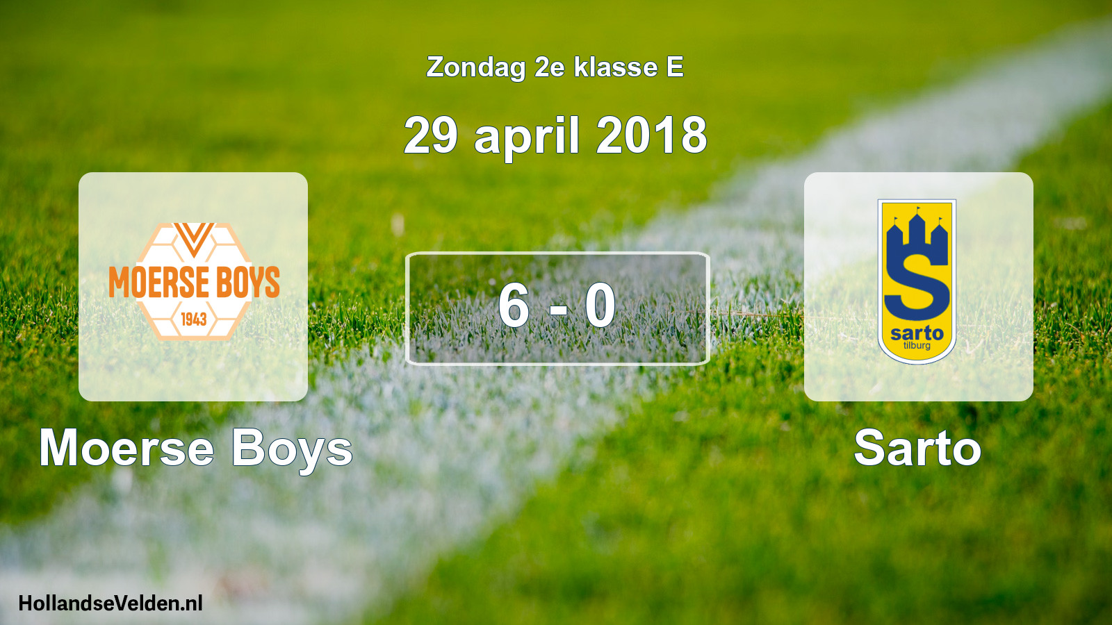 Total number of matches played: Moerse Boys - Sarto 6 - 0 (29 April 2018)