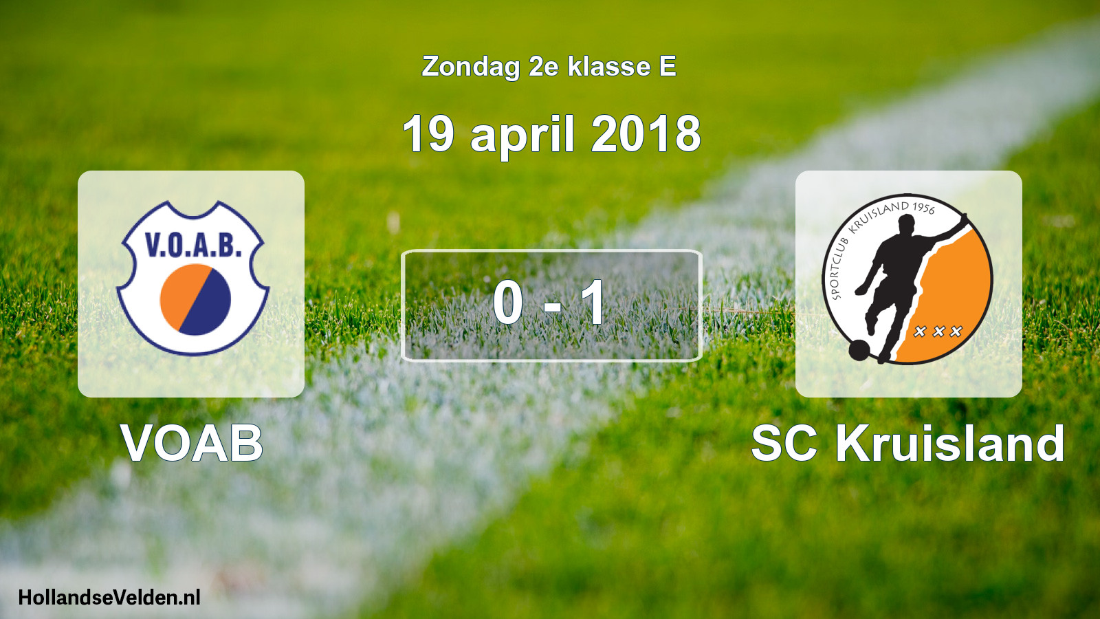 Total number of matches played: VOAB - SC Kruisland 0 - 1 (19 April 2018)
