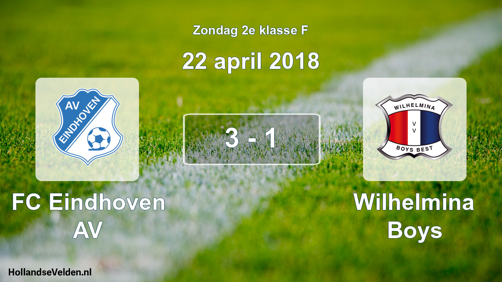 Total number of matches played: FC Eindhoven AV - Wilhelmina Boys 3 - 1 (22 April 2018)