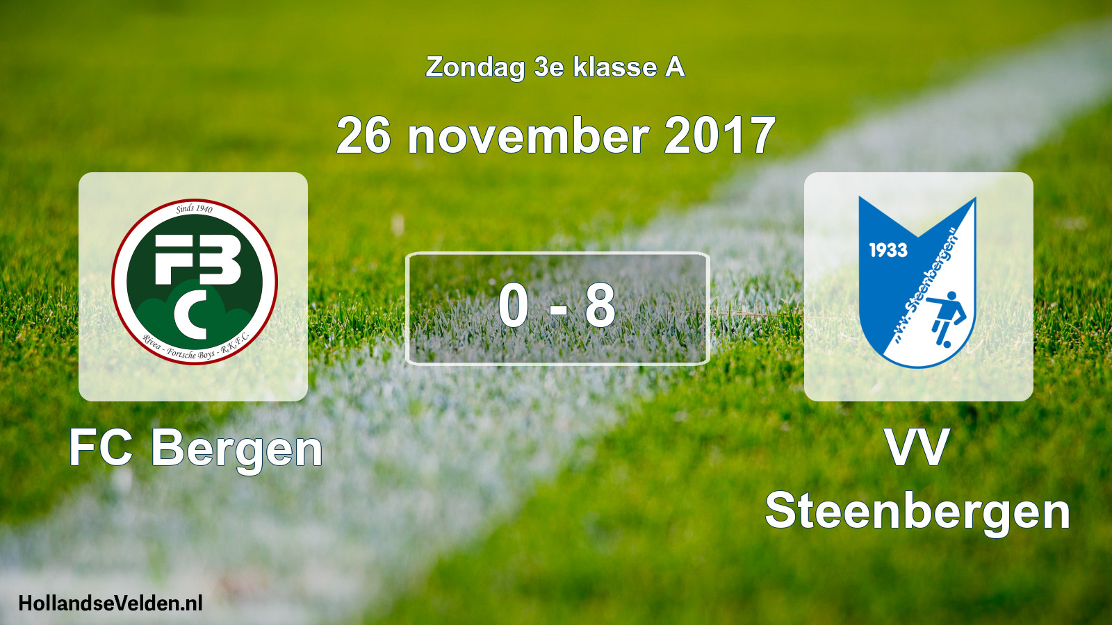 Total number of matches played: FC Bergen - VV Steenbergen 0 - 8 (26 November 2017)