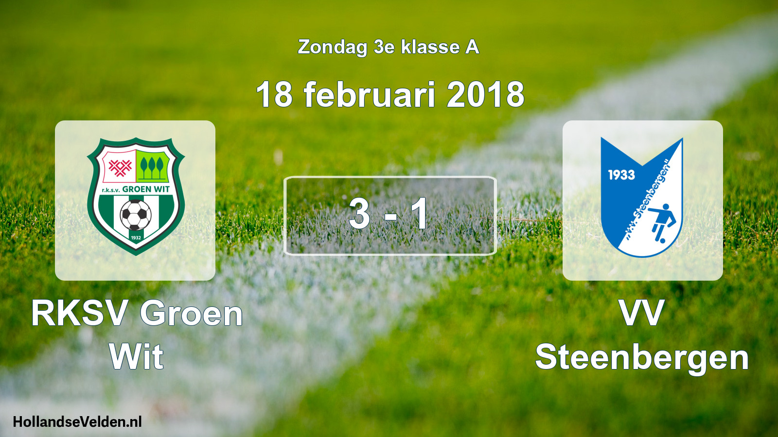 Total number of matches played: RKSV Groen Wit - VV Steenbergen 3 - 1 (18 February 2018)