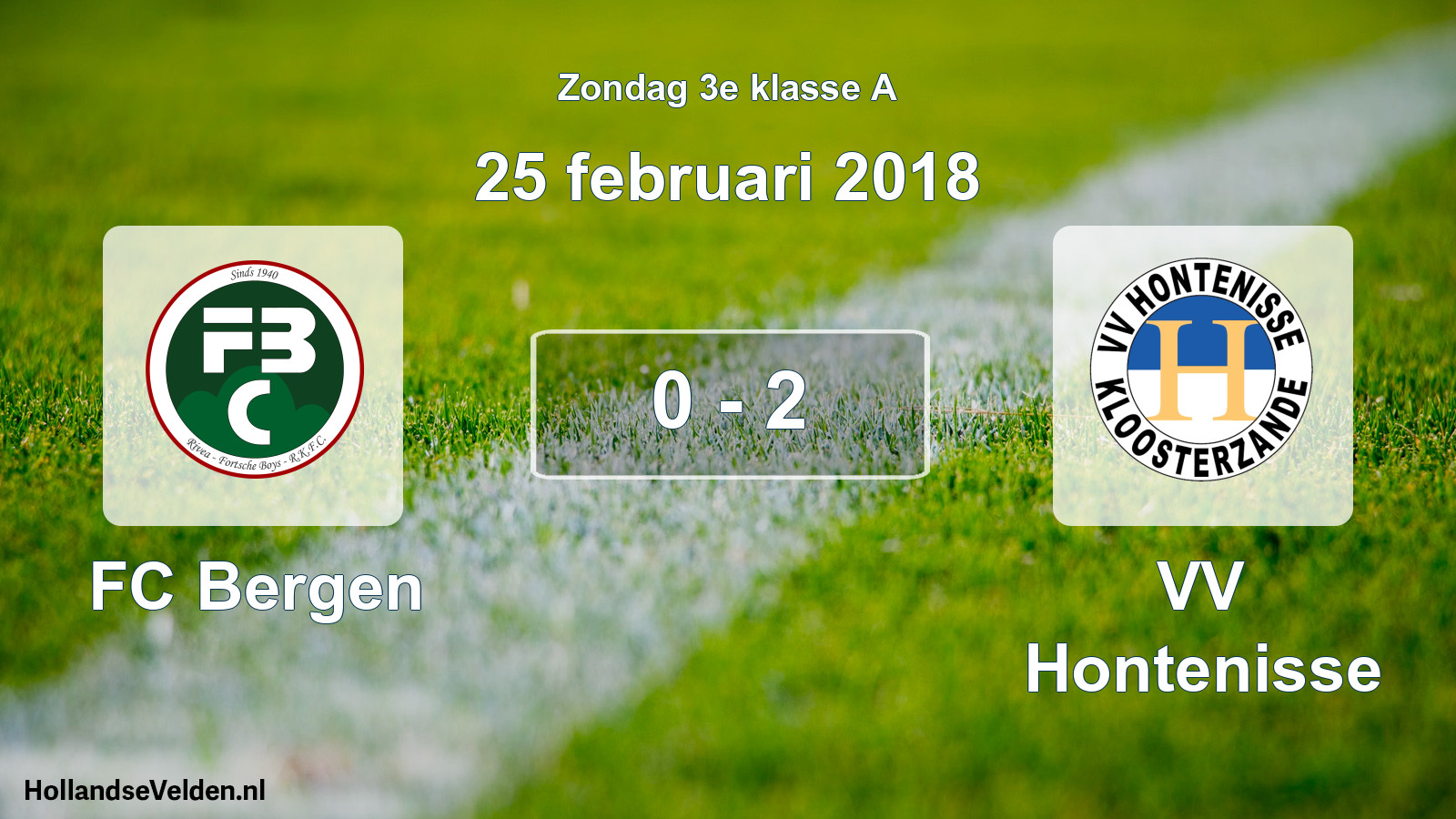 Total number of matches played: FC Bergen - VV Hontenisse 0 - 2 (25 February 2018)