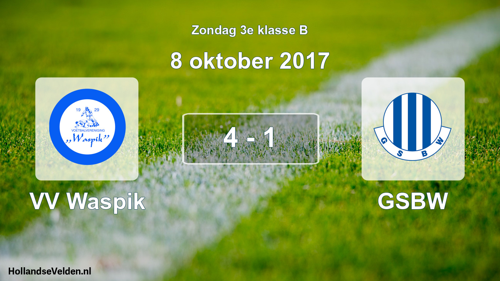 Total number of matches played: VV Waspik - GSBW 4 - 1 (8 October 2017)