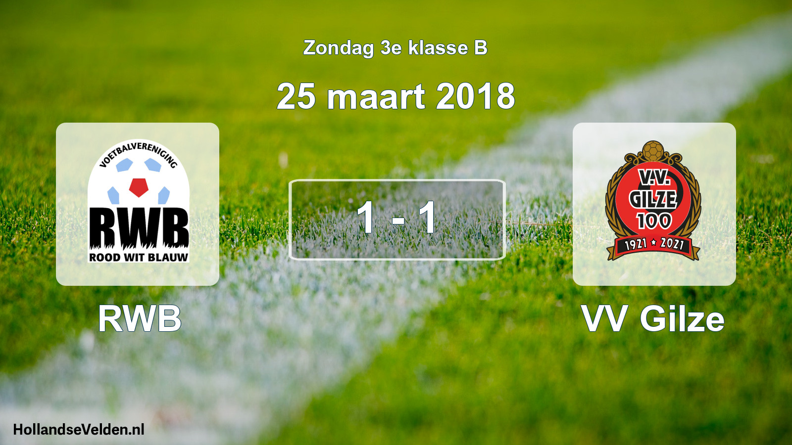 Total number of matches played: RWB - VV Gilze 1 - 1 (25 March 2018)