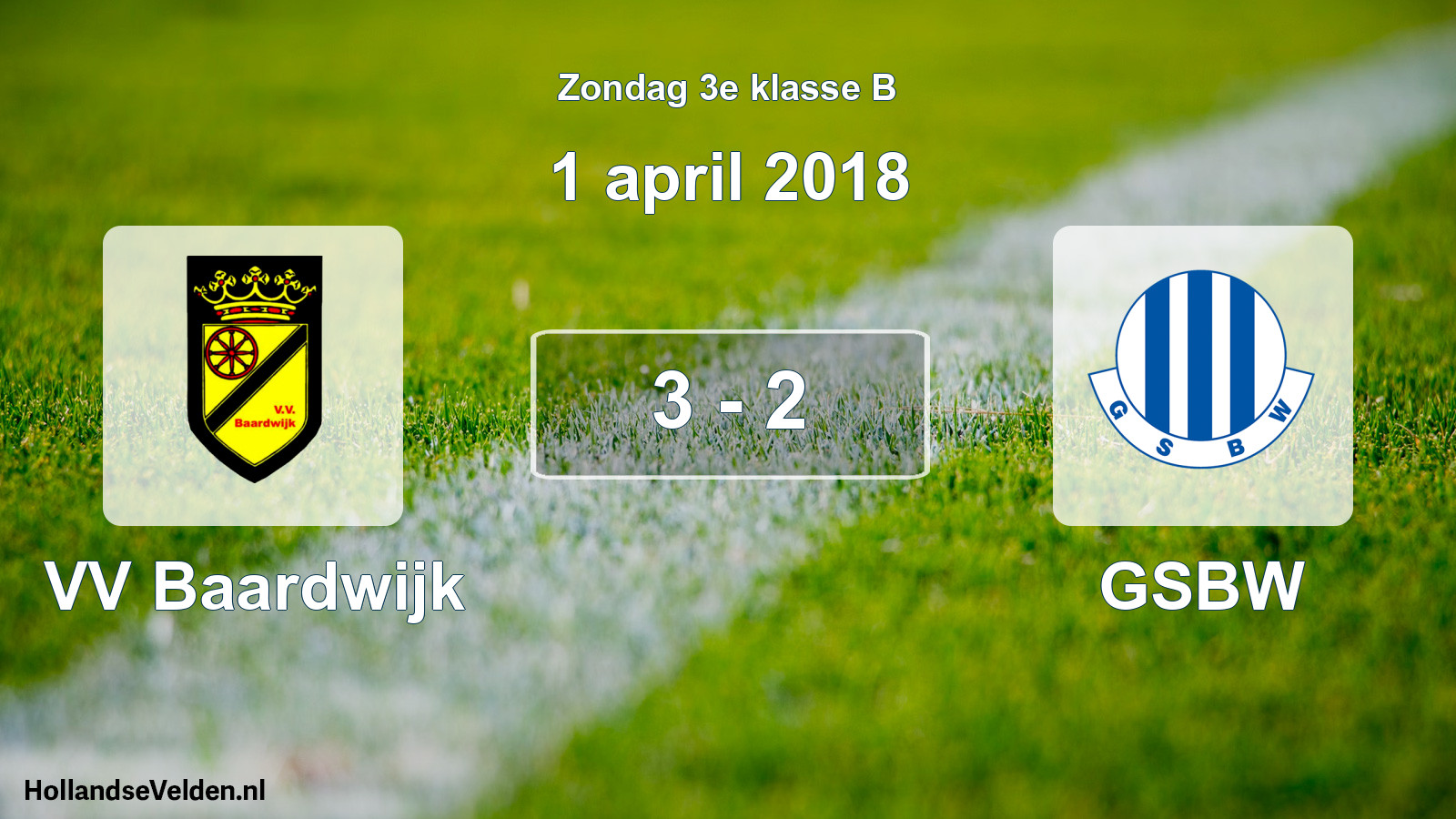 Total number of matches played: VV Baardwijk - GSBW 3 - 2 (1 April 2018)