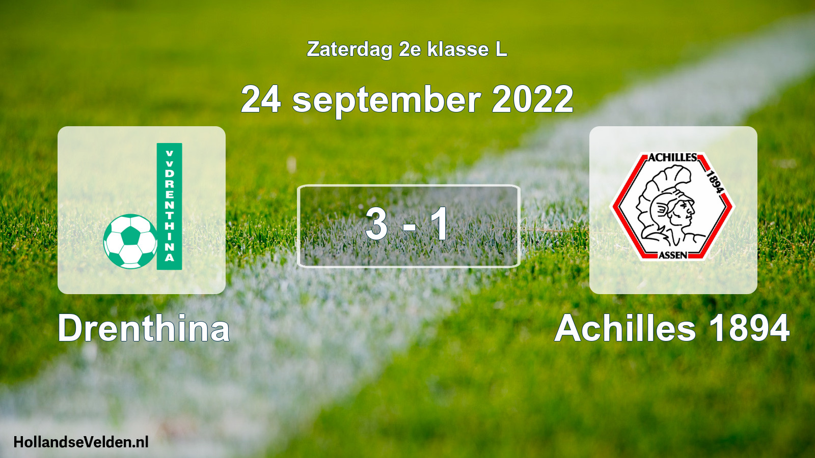 Total number of matches played: Drenthina - Achilles 1894 3 - 1 (24 September 2022)