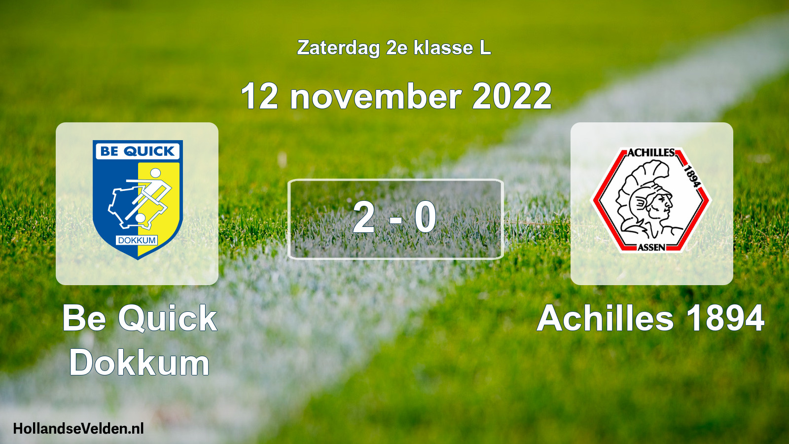 Total number of matches played: Be Quick Dokkum - Achilles 1894 2 - 0 (12 November 2022)