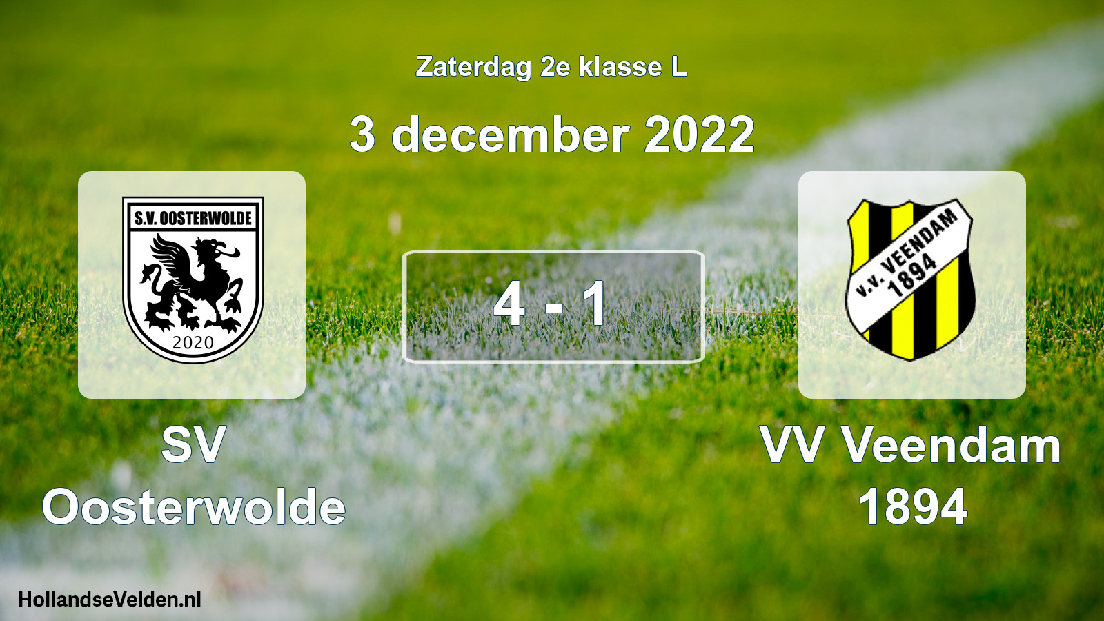 Total number of matches played: SV Oosterwolde - VV Veendam 1894 4 - 1 (3 December 2022)