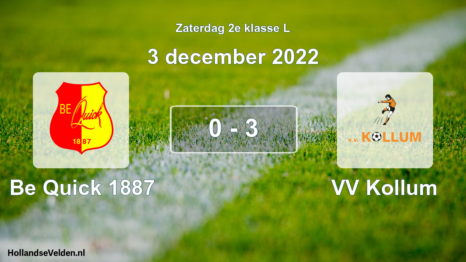 Total number of matches played: Be Quick 1887 - VV Kollum 0 - 3 (3 December 2022)