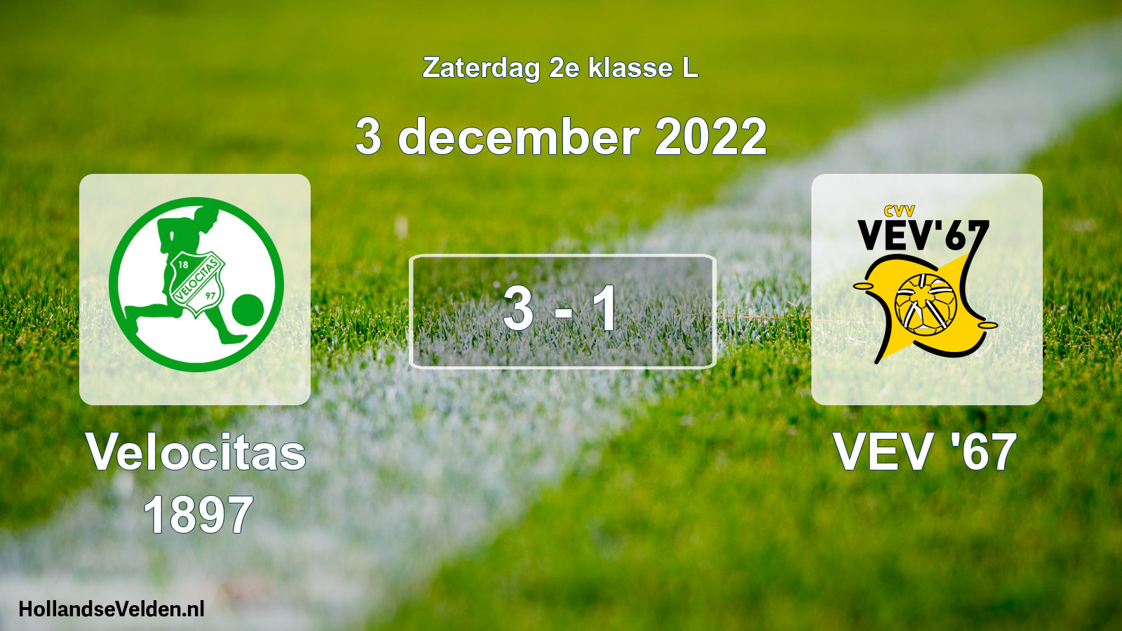 Total number of matches played: Velocitas 1897 - VEV '67 3 - 1 (3 December 2022)