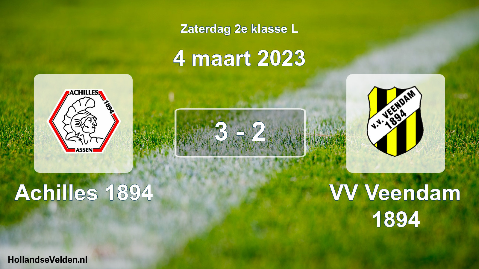 Total number of matches played: Achilles 1894 - VV Veendam 1894 3 - 2 (4 March 2023)