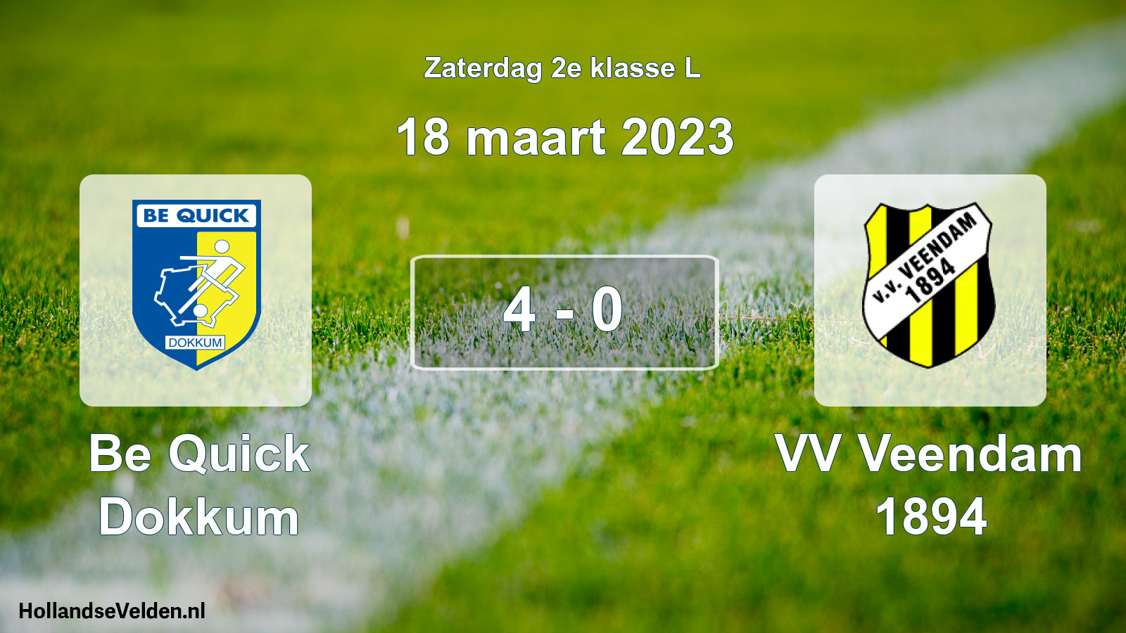 Total number of matches played: Be Quick Dokkum - VV Veendam 1894 4 - 0 (18 March 2023)