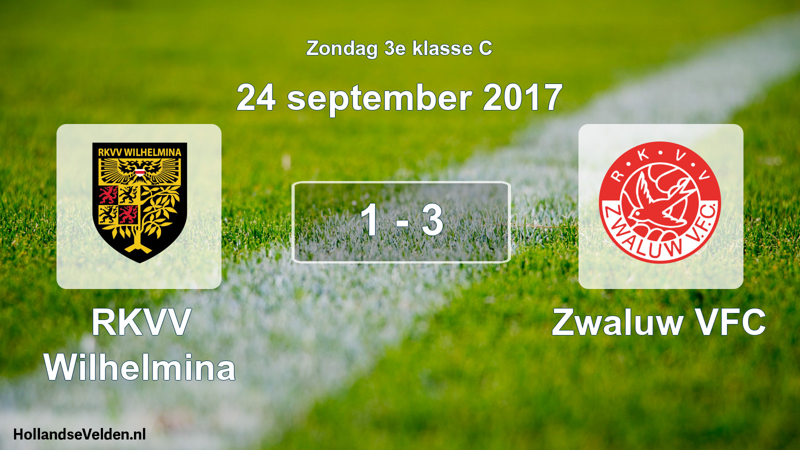 Total number of matches played: RKVV Wilhelmina - Zwaluw VFC 1 - 3 (24 September 2017)