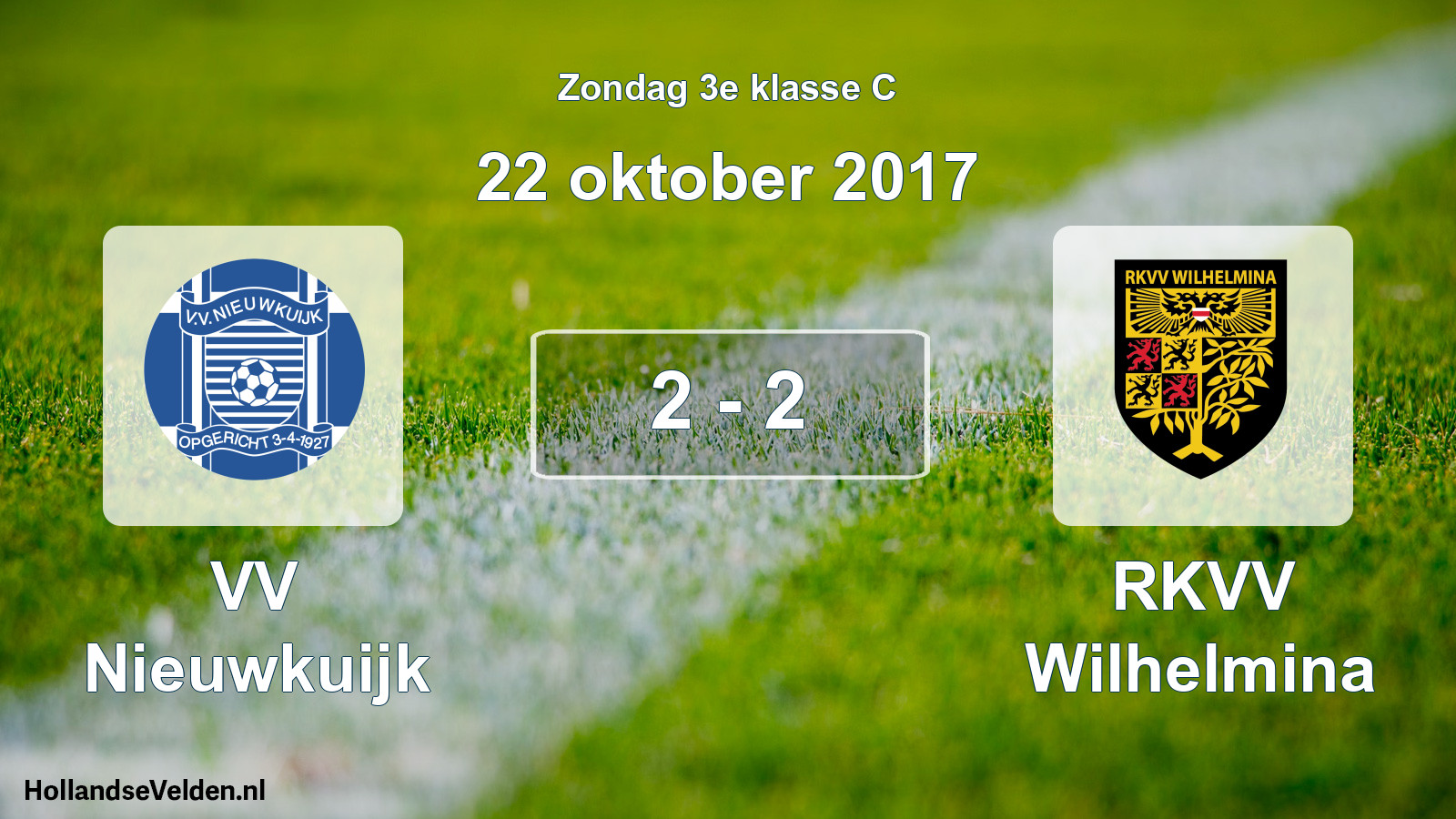 Total number of matches played: VV Nieuwkuijk - RKVV Wilhelmina 2 - 2 (22 October 2017)