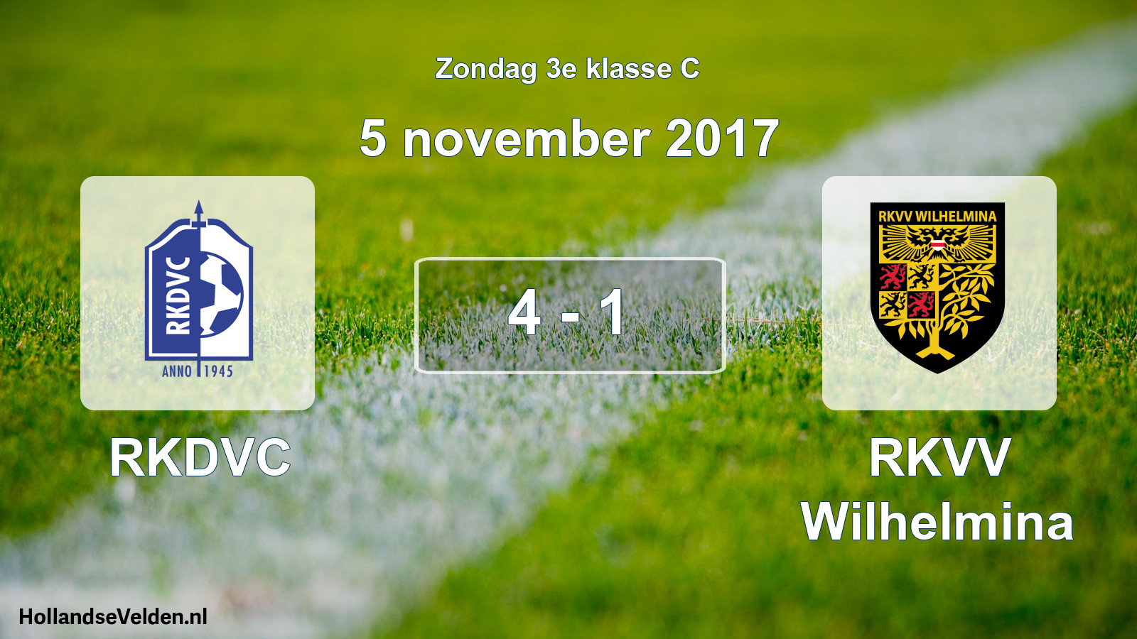 Total number of matches played: RKDVC - RKVV Wilhelmina 4 - 1 (5 November 2017)