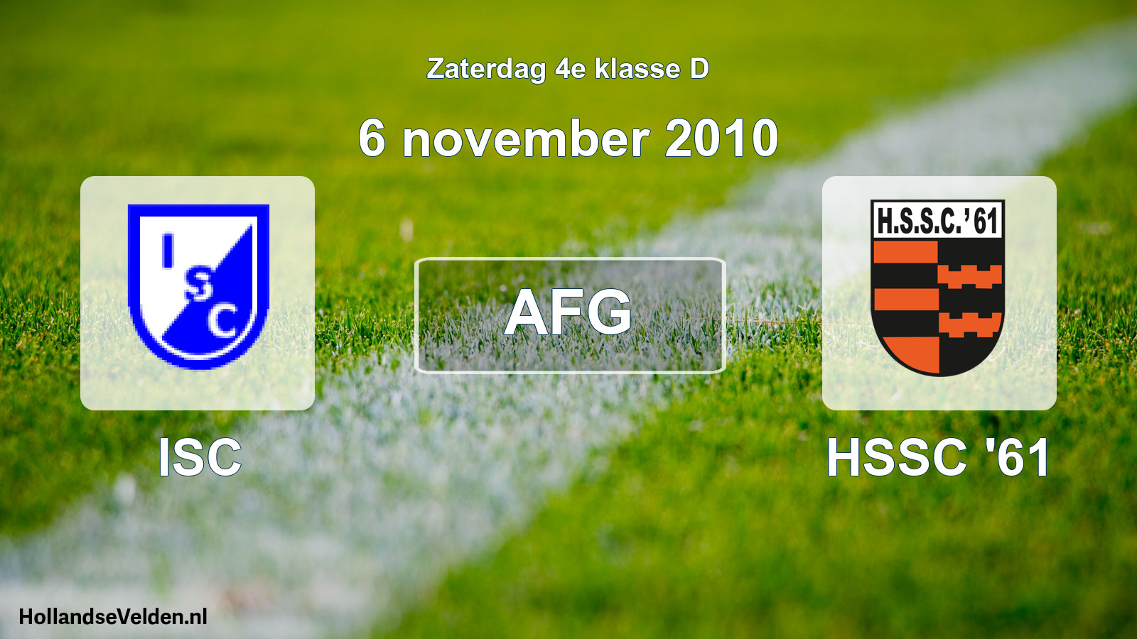 Geplande wedstrijd: ISC - HSSC '61 (6 november 2010)