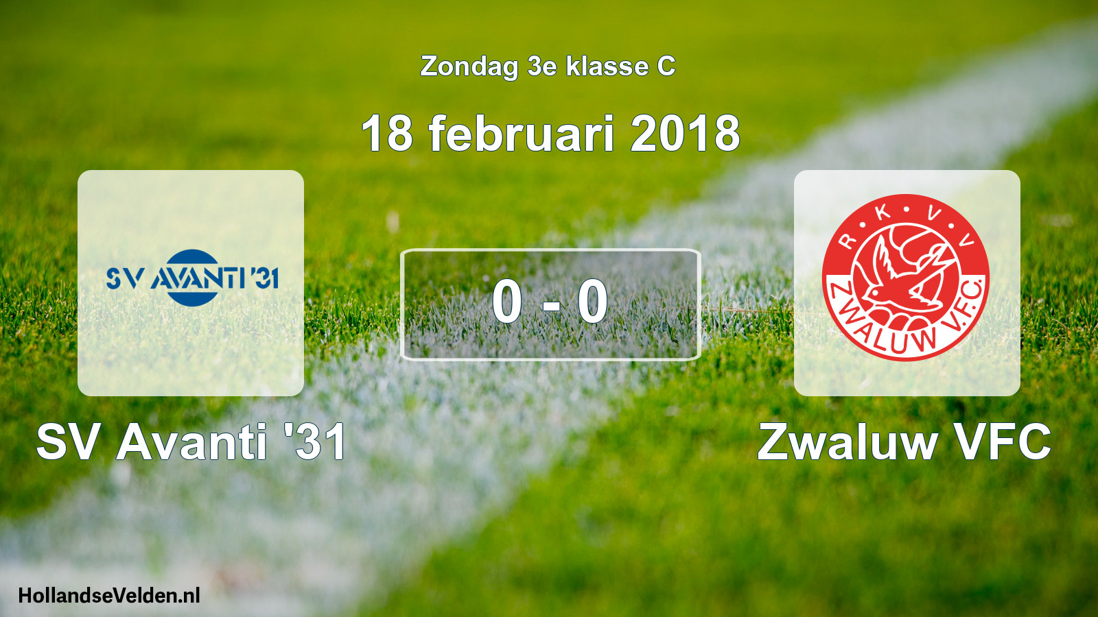 Total number of matches played: SV Avanti '31 - Zwaluw VFC 0 - 0 (18 February 2018)