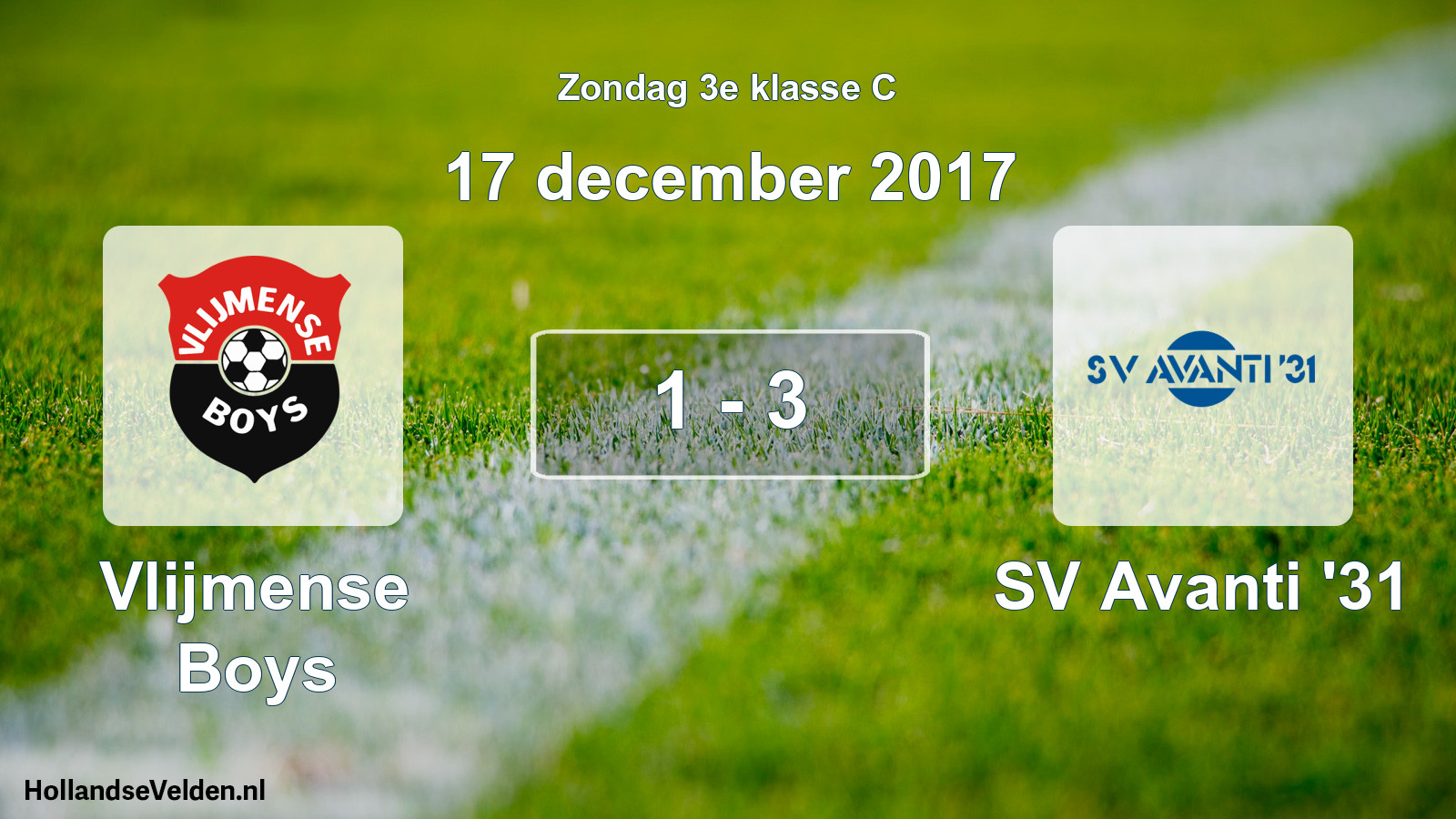 Total number of matches played: Vlijmense Boys - SV Avanti '31 1 - 3 (17 December 2017)
