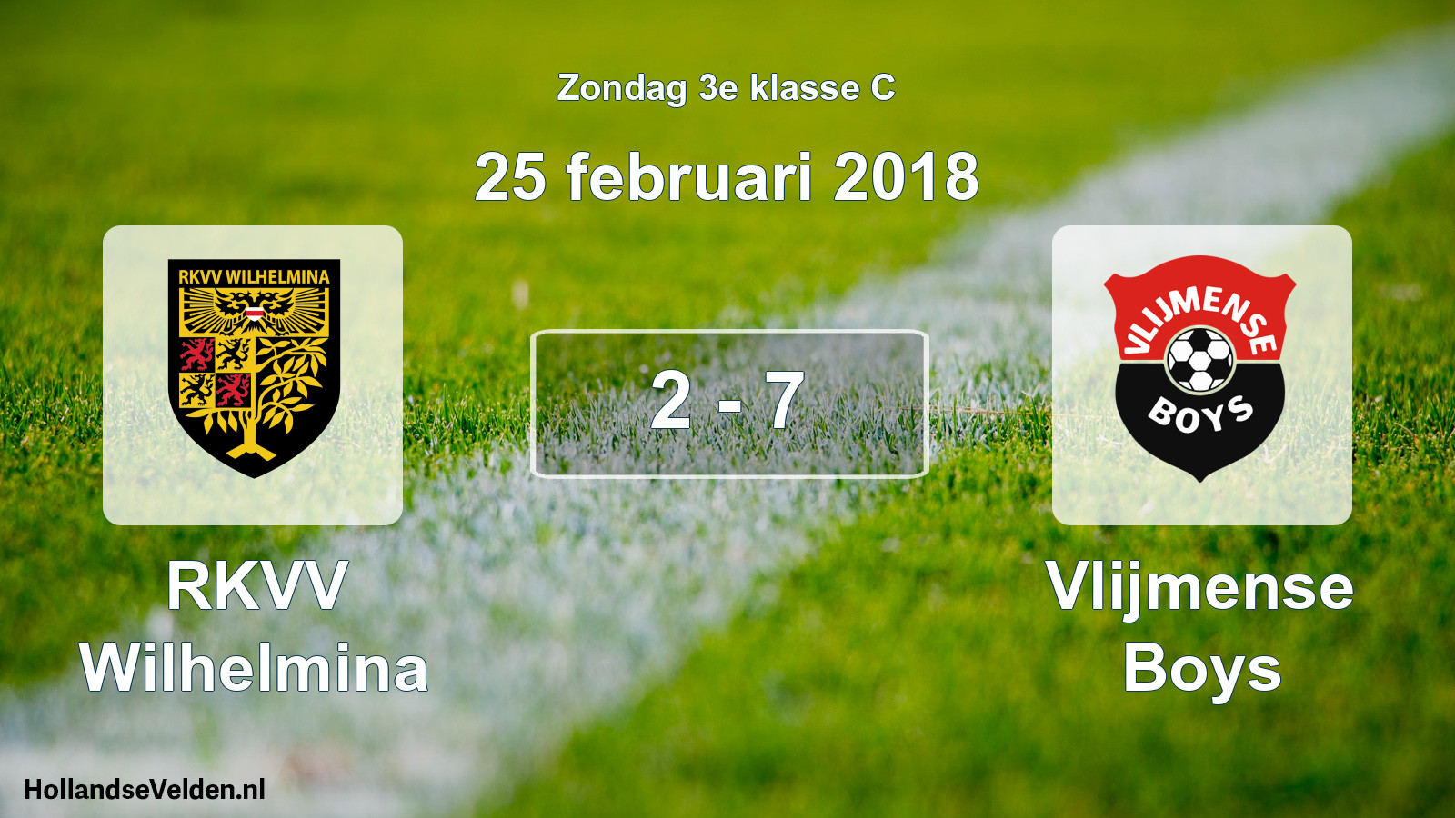 Total number of matches played: RKVV Wilhelmina - Vlijmense Boys 2 - 7 (25 February 2018)