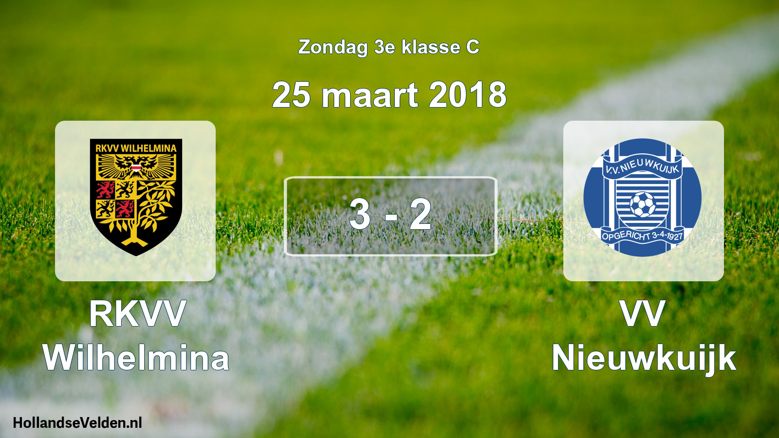 Total number of matches played: RKVV Wilhelmina - VV Nieuwkuijk 3 - 2 (25 March 2018)