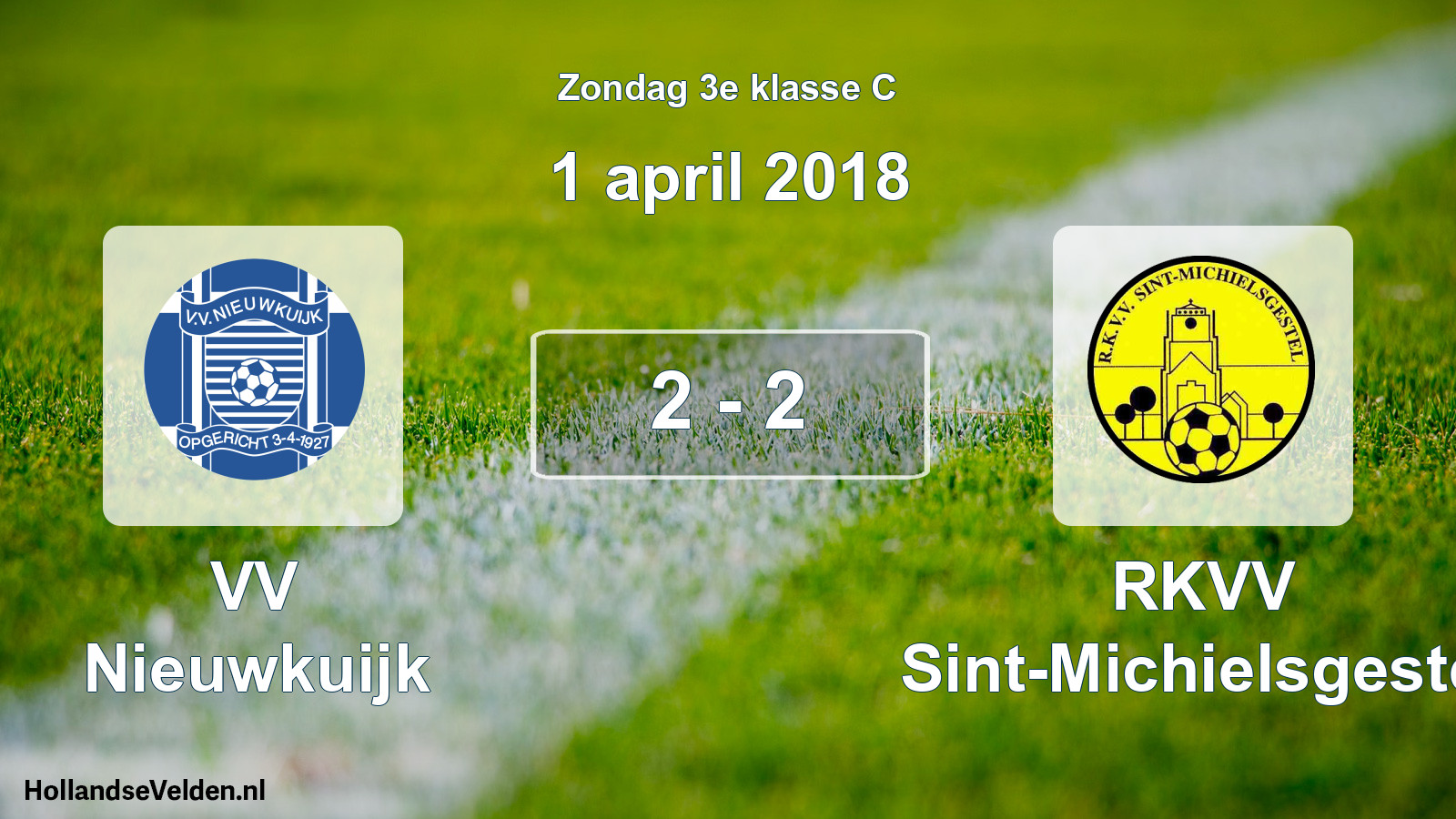 Total number of matches played: VV Nieuwkuijk - RKVV Sint-Michielsgestel 2 - 2 (1 April 2018)