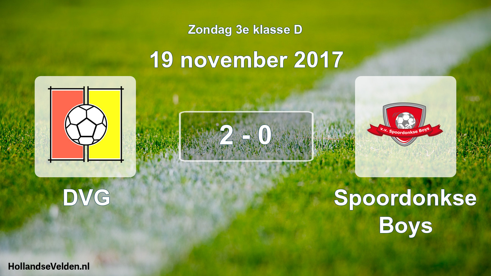 Total number of matches played: DVG - Spoordonkse Boys 2 - 0 (19 November 2017)