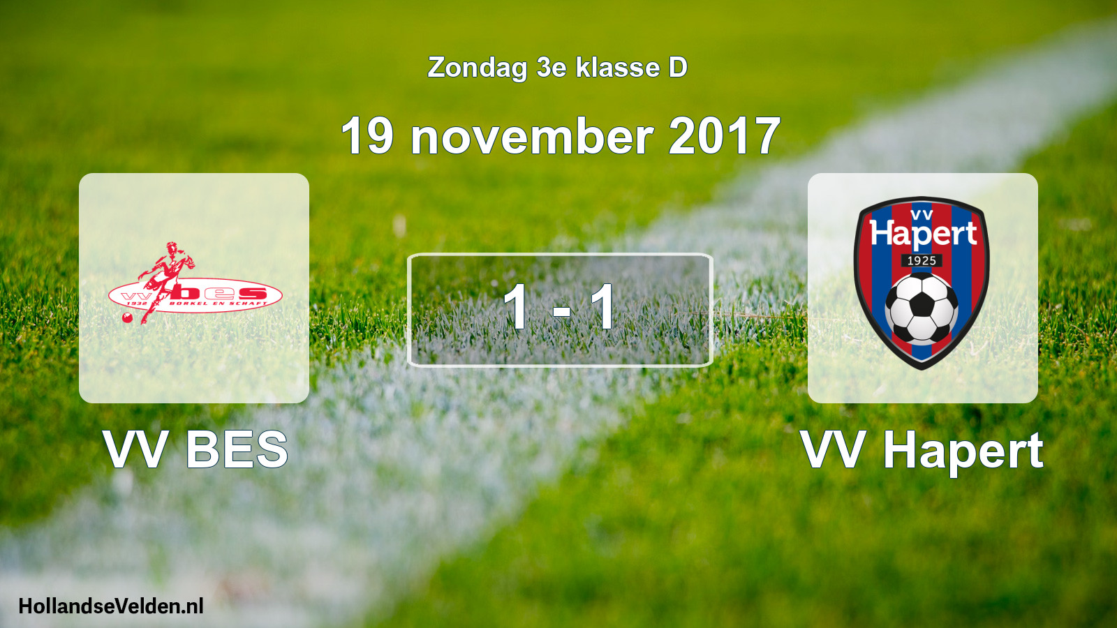 Total number of matches played: VV BES - VV Hapert 1 - 1 (19 November 2017)