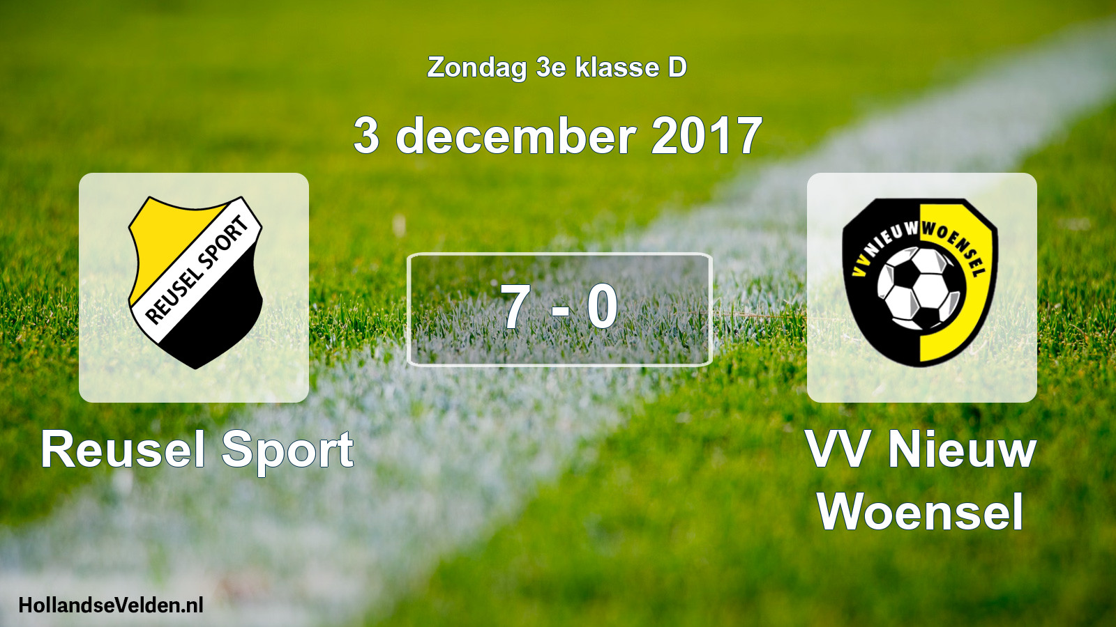 Total number of matches played: Reusel Sport - VV Nieuw Woensel 7 - 0 (3 December 2017)