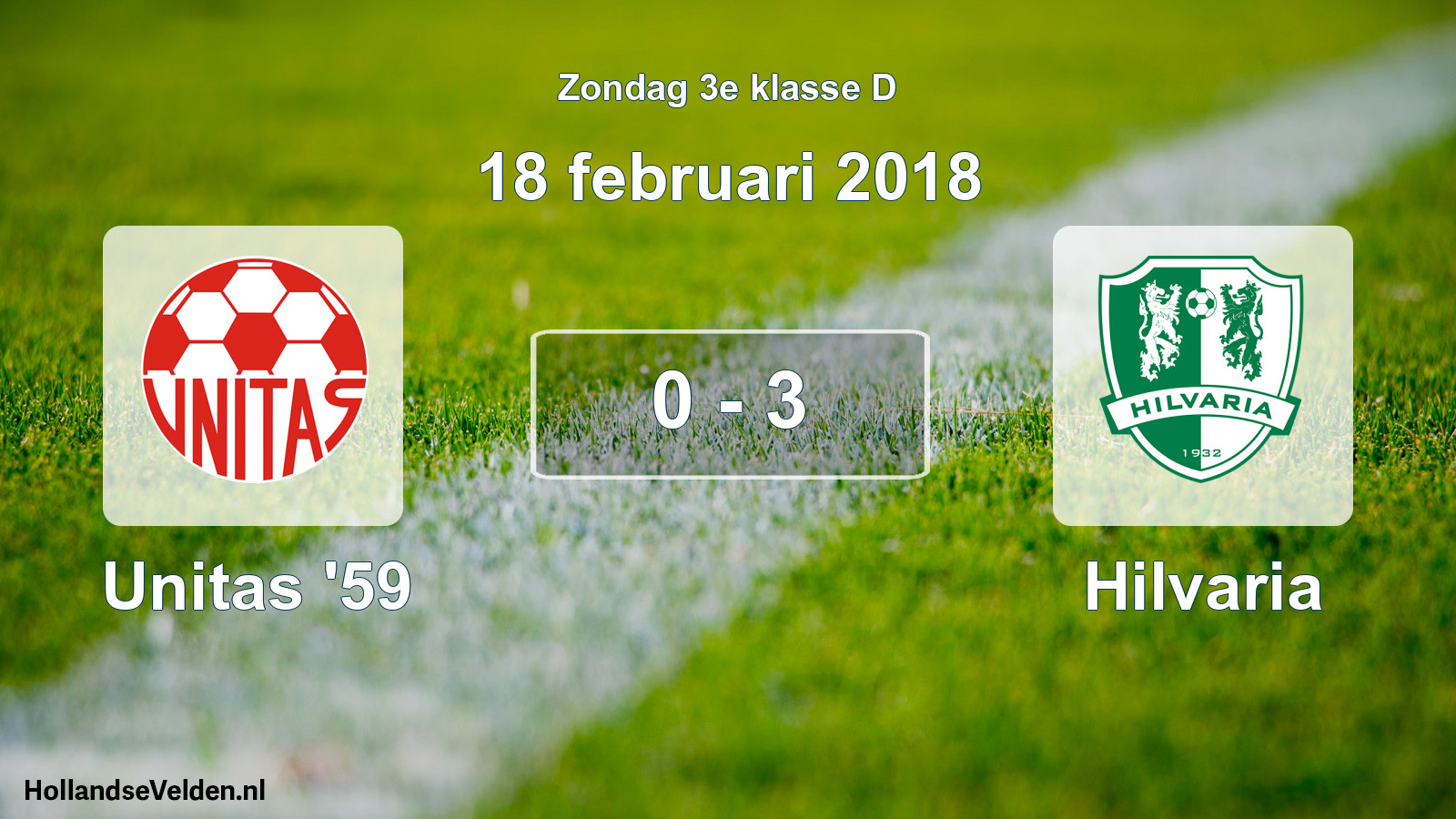 Total number of matches played: Unitas '59 - Hilvaria 0 - 3 (18 February 2018)