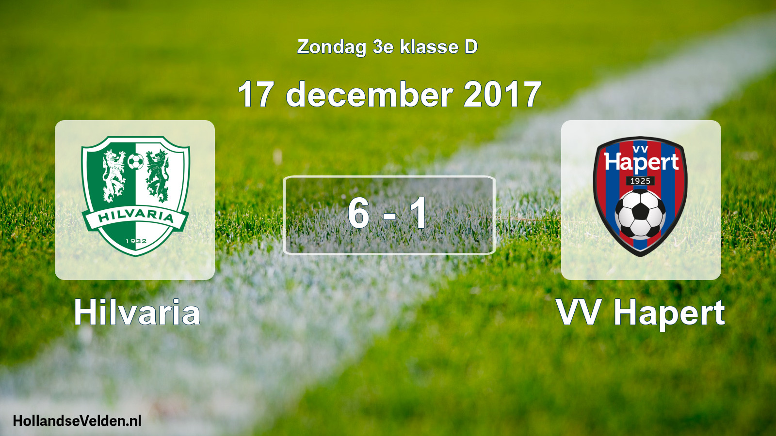 Total number of matches played: Hilvaria - VV Hapert 6 - 1 (17 December 2017)