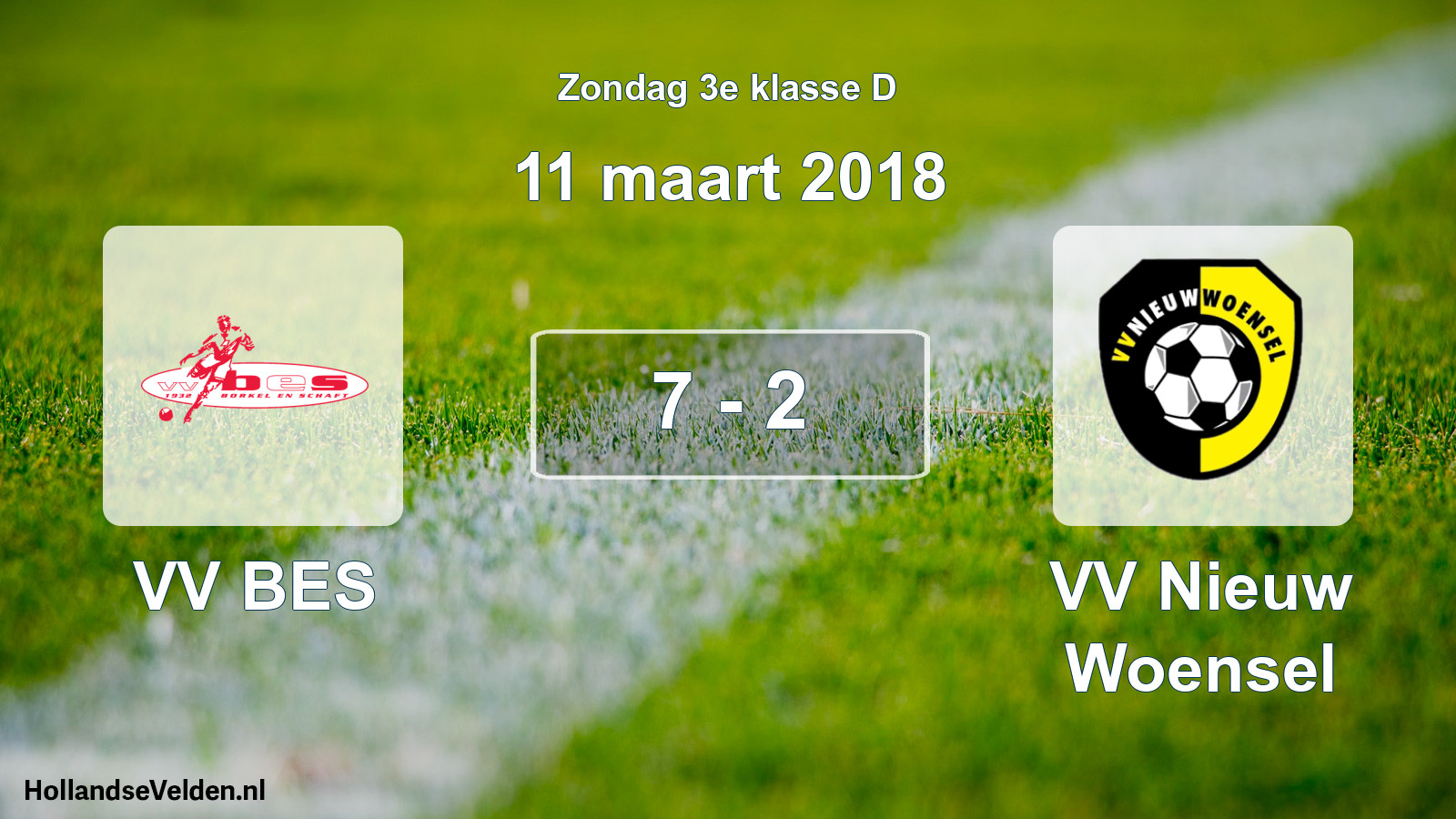 Total number of matches played: VV BES - VV Nieuw Woensel 7 - 2 (11 March 2018)