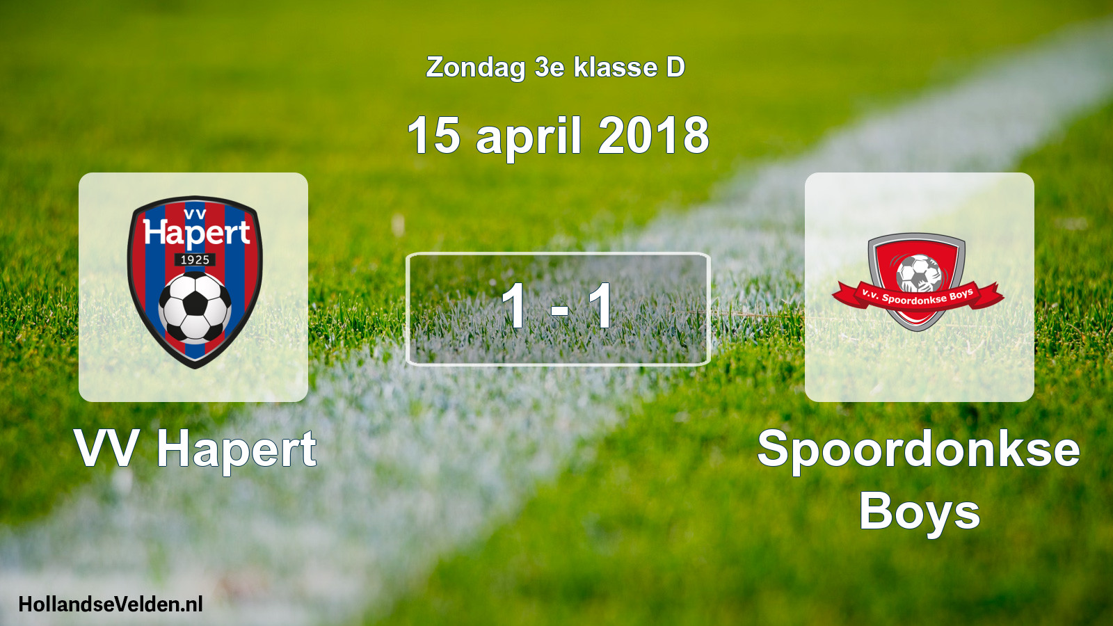 Total number of matches played: VV Hapert - Spoordonkse Boys 1 - 1 (15 April 2018)