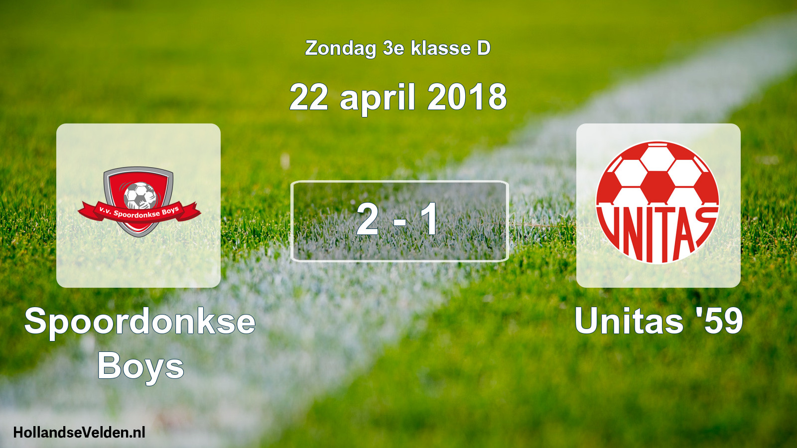 Total number of matches played: Spoordonkse Boys - Unitas '59 2 - 1 (22 April 2018)