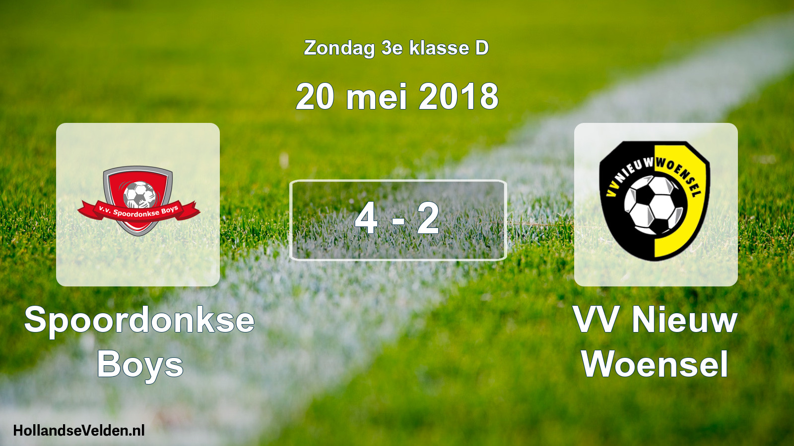 Total number of matches played: Spoordonkse Boys - VV Nieuw Woensel 4 - 2 (20 May 2018)
