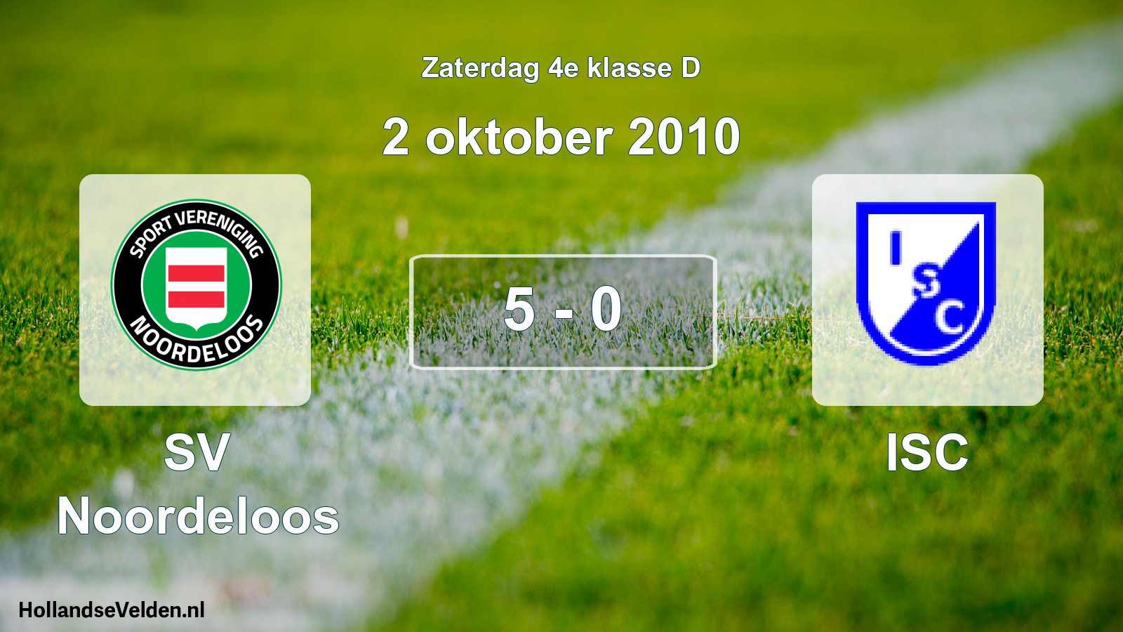 Gespeelde wedstrijd: SV Noordeloos - ISC 5 - 0 (2 oktober 2010)