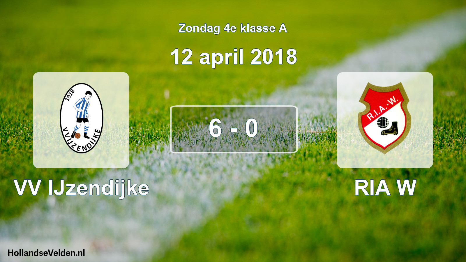 Gespeelde wedstrijd: VV IJzendijke - RIA W 6 - 0 (12 april 2018)