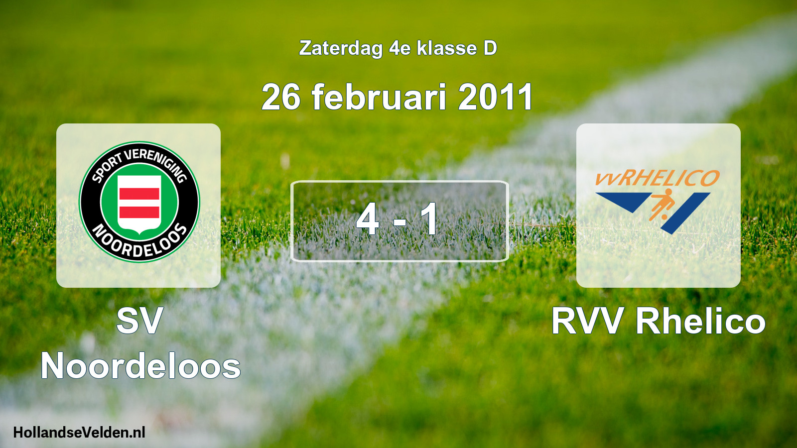 Total number of matches played: SV Noordeloos - RVV Rhelico 4 - 1 (26 February 2011)