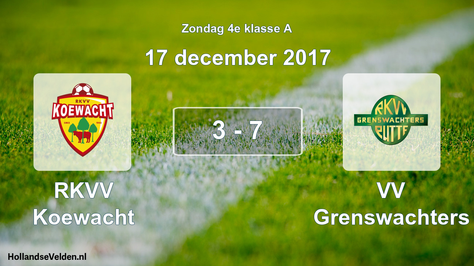 Total number of matches played: RKVV Koewacht - VV Grenswachters 3 - 7 (17 December 2017)
