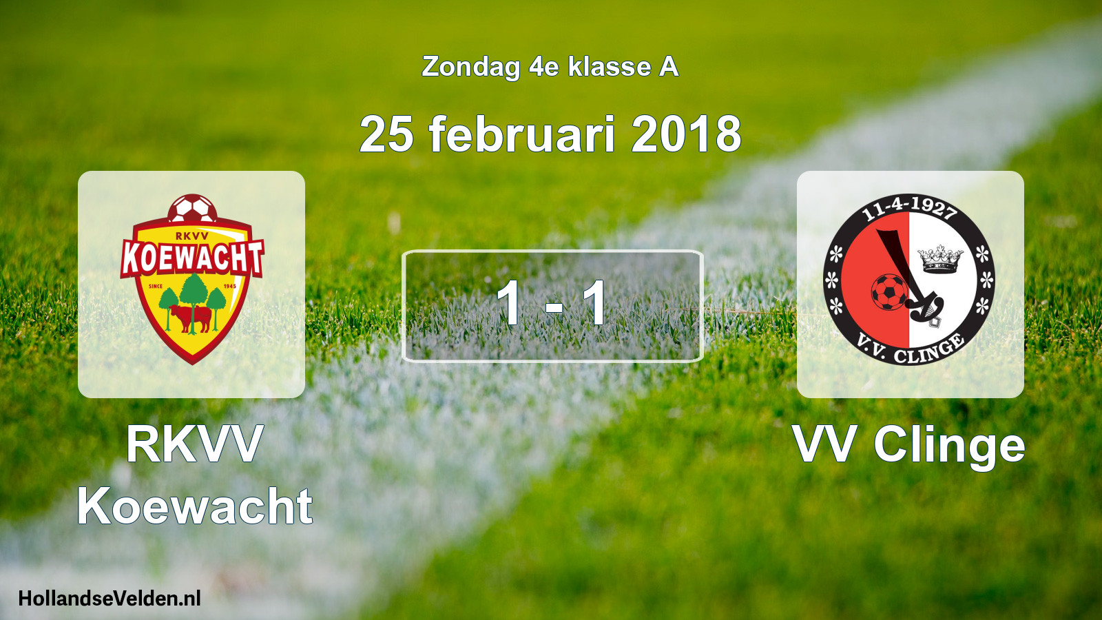 Total number of matches played: RKVV Koewacht - VV Clinge 1 - 1 (25 February 2018)