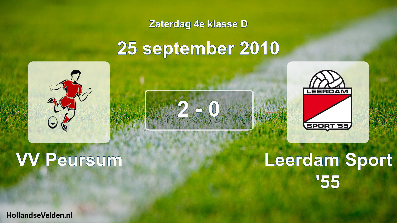 Total number of matches played: VV Peursum - Leerdam Sport '55 2 - 0 (25 September 2010)
