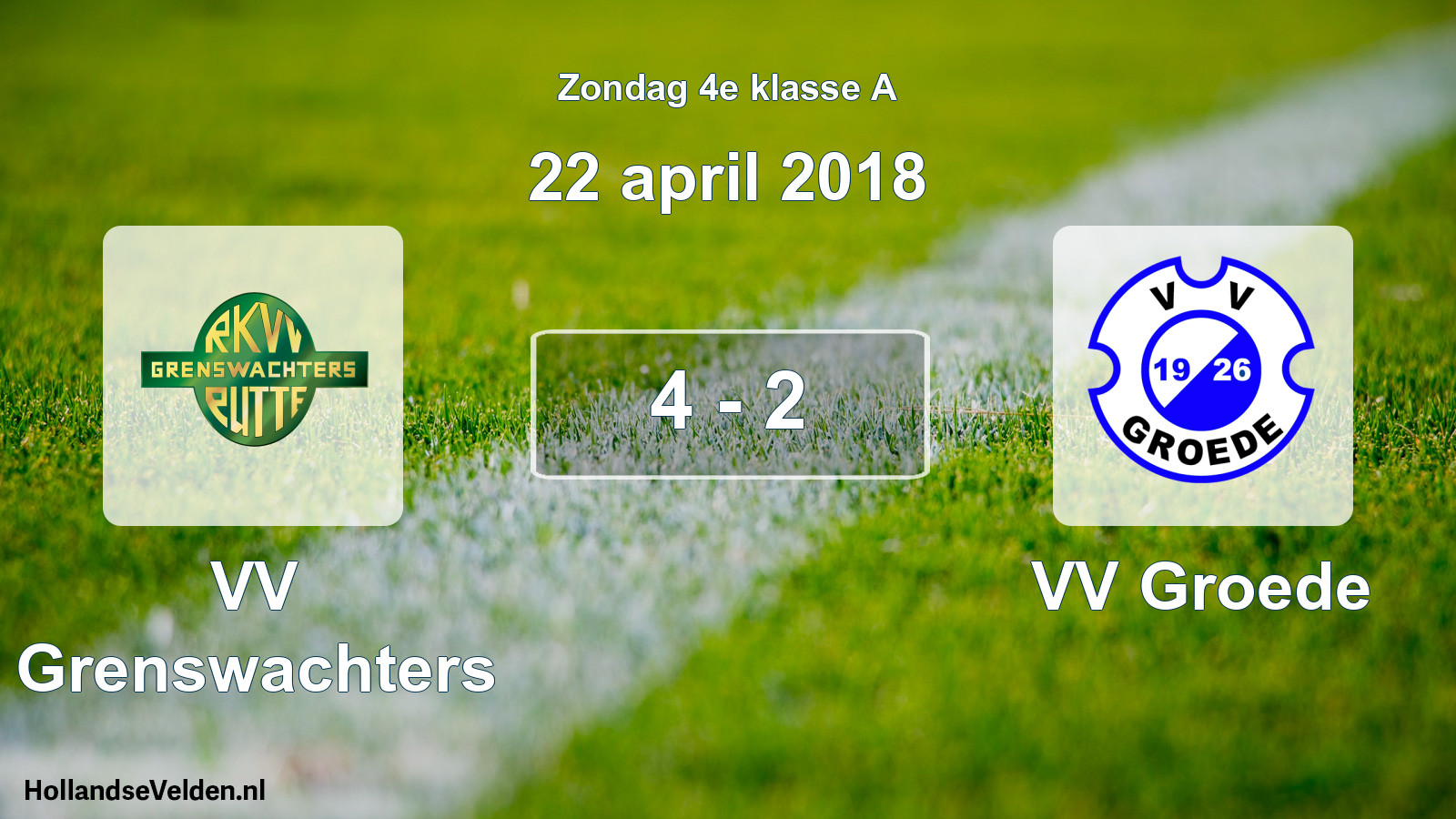 Total number of matches played: VV Grenswachters - VV Groede 4 - 2 (22 April 2018)