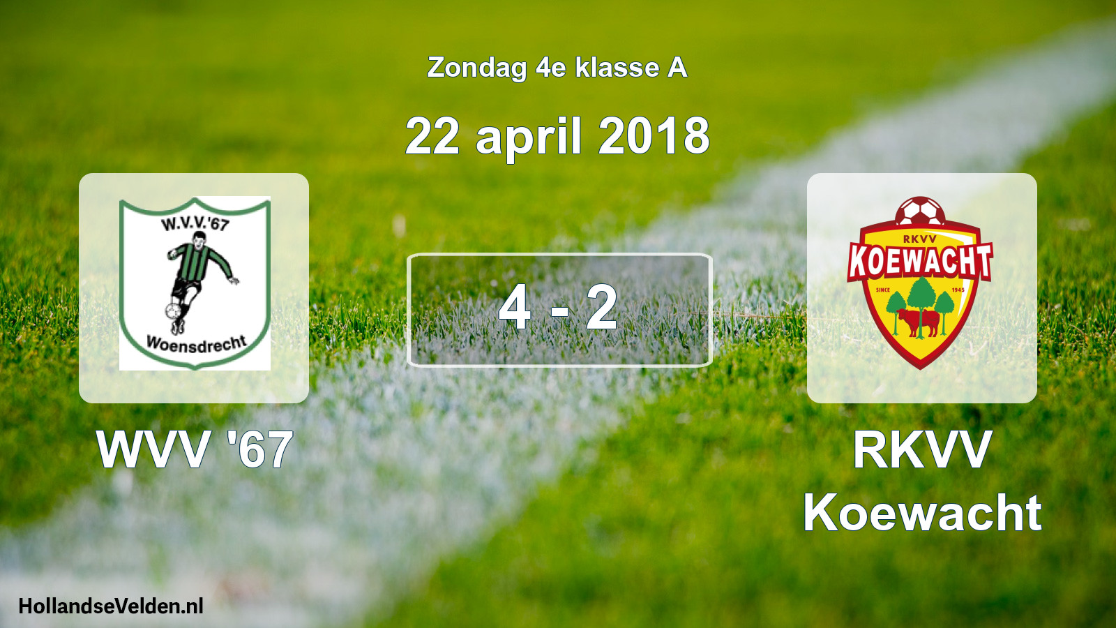 Total number of matches played: WVV '67 - RKVV Koewacht 4 - 2 (22 April 2018)