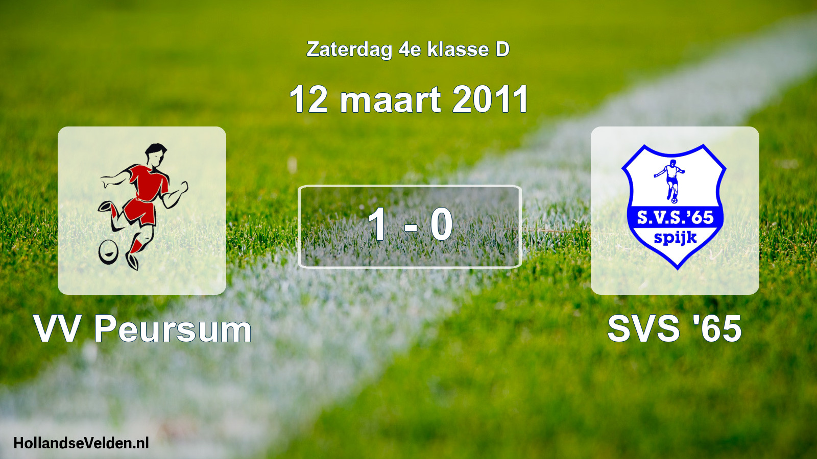 Total number of matches played: VV Peursum - SVS '65 1 - 0 (12 March 2011)