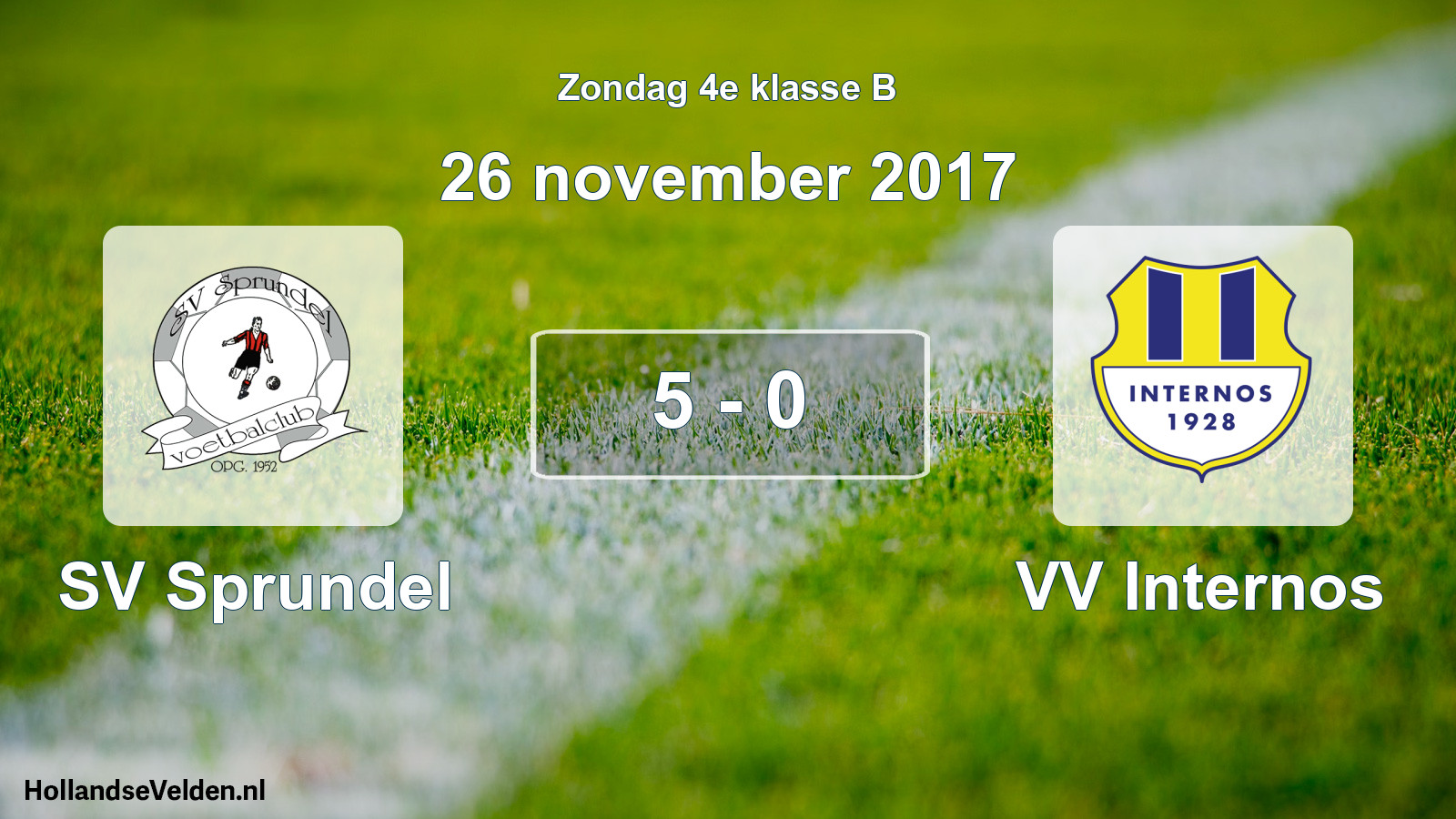 Total number of matches played: SV Sprundel - VV Internos 5 - 0 (26 November 2017)