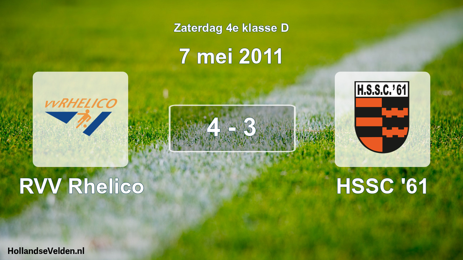 Total number of matches played: RVV Rhelico - HSSC '61 4 - 3 (7 May 2011)