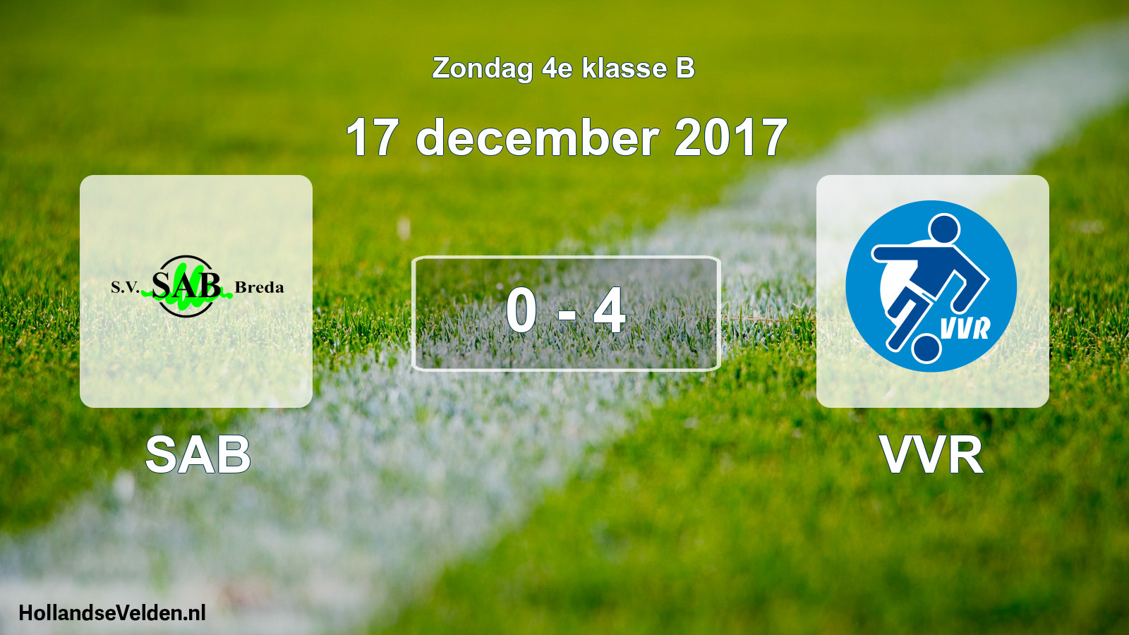 Total number of matches played: SAB - VVR 0 - 4 (17 December 2017)