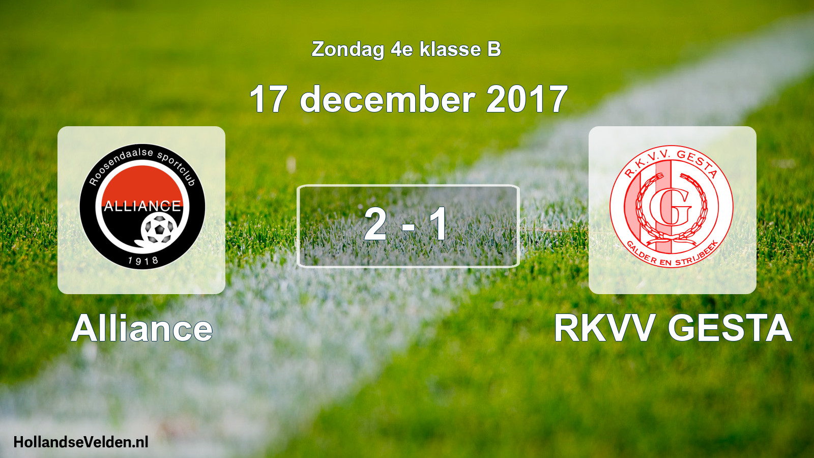 Total number of matches played: Alliance - RKVV GESTA 2 - 1 (17 December 2017)