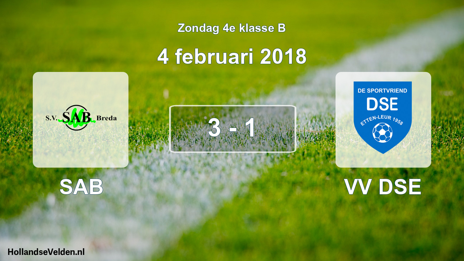 Total number of matches played: SAB - VV DSE 3 - 1 (4 February 2018)